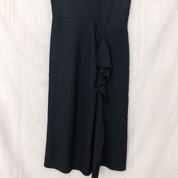 Prada Black Sleeveless Midi Dress w/ Side Ruffle - Picture 5 of 5